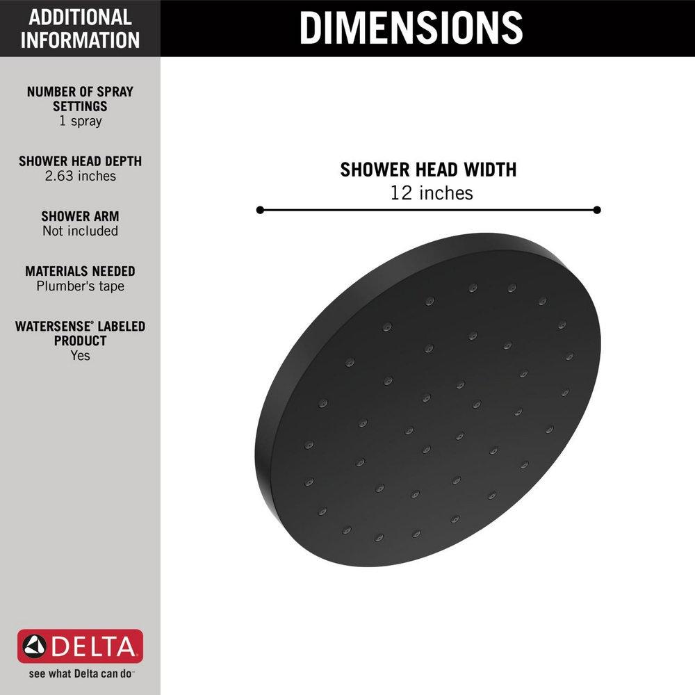 DELTA FAUCET Delta Faucet 52160-BL25 Single Function Showerhead in Matte Black