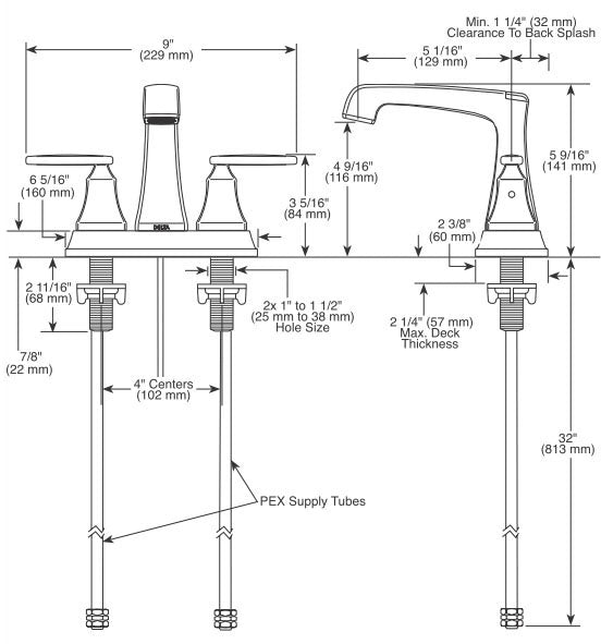 DELTA FAUCET Delta Faucet 2564-MPU-DST Ashlyn Two Handle Centerset Bathroom Faucet in Chrome