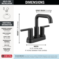 DELTA FAUCET Delta 25849LF-BL Nicoli Two Handle Centerset Bathroom Faucet