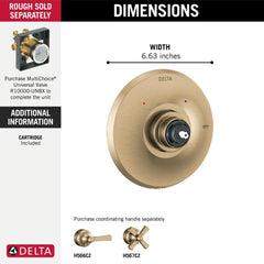 DELTA FAUCET Delta Faucet T14056-CZLHP Dorval Valve Only Trim - Less Handle