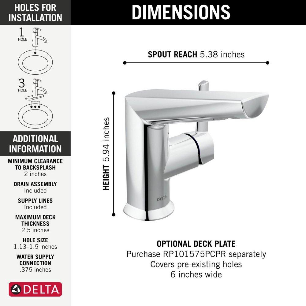 DELTA FAUCET Delta Faucet 572-PR-MPU-DST Galeon Single Handle Monoblock Bathroom Sink Faucet in Lumicoat Chrome