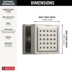 DELTA FAUCET Delta 50150-SS-PR Surface Mount Single Function Square Body Spray