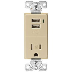 EATON Eaton TR7740V-BOX 15 Amp 125 VAC 2-Pole 3-Wire NEMA 5-15R Ivory Combination USB Charger with Receptacle
