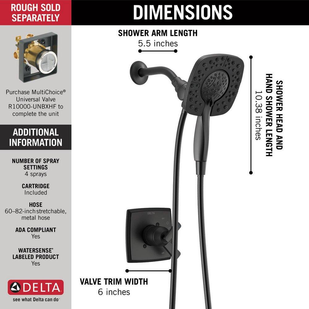 DELTA FAUCET Delta Faucet T17264-BL-I Ashlyn Single Handle Multi Function Shower Faucet in Matte Black (Trim Only)