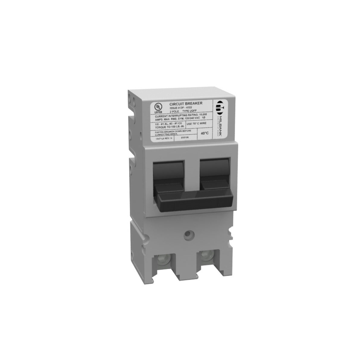 MILBANK Milbank UQFP-200 UQFP Current Interrupting Plug On Circuit Breaker 240 VAC 200 Amp 10 kAIC 2 Poles