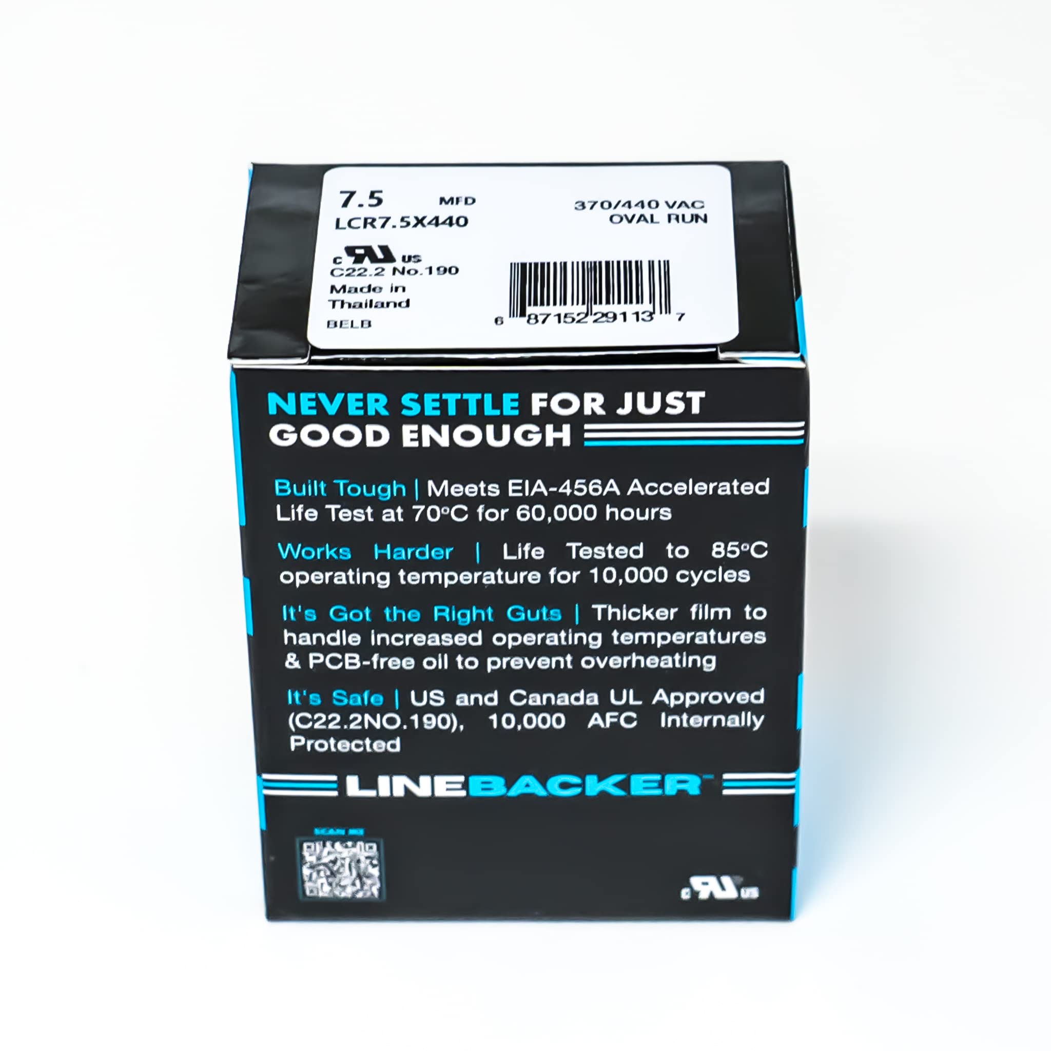 SUPCO SUPCO LCR7.5X440 Capacitor Oval Run 7.5 uf 370/440 Volts