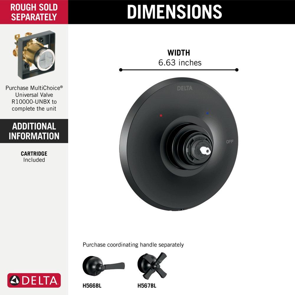 DELTA FAUCET Delta Faucet T14056-BLLHP Dorval Pressure Balancing Valve Trim - Less Handle