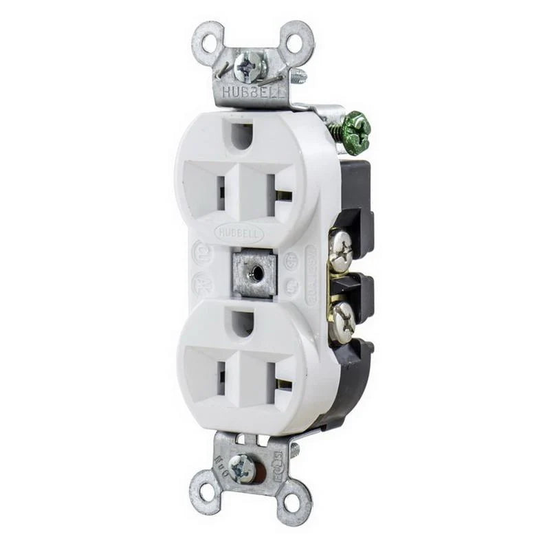 HUBBELL Hubbell Wiring 5362W 20A NEMA 5-20R DPLX RCPT