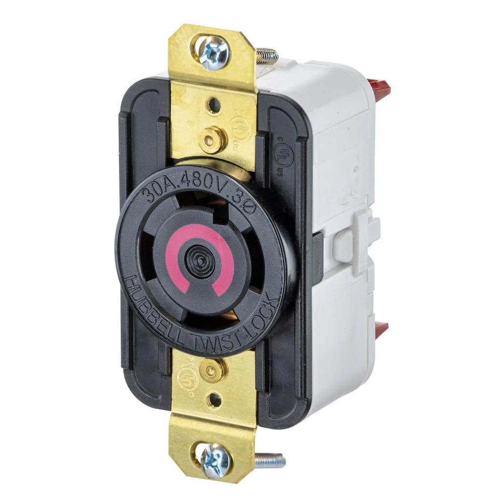 HUBBELL Hubbell Wiring Device-Kellems HBL2730ST 30A 3 Phase 480V AC 3 Pole Spring Termination Single Flush Receptacle