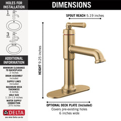 DELTA FAUCET Delta Faucet 536-CZMPU-DST Saylor Single Handle Bathroom Sink Faucet in Brilliance Champagne Bronze