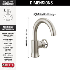 DELTA FAUCET Delta Faucet 558HAR-SS-DST Trinsic Single Handle Bathroom Sink Faucet