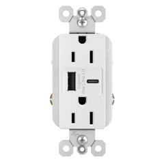 LEGRAND Pass & Seymour R26USBACW Hybrid Type A/C USB Chargers With Duplex 15A Tamper-Resistant