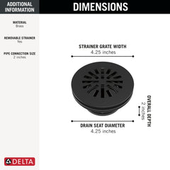 DELTA FAUCET Delta Faucet DT051411-BL 4 Inches Prefab Round Shower Drain