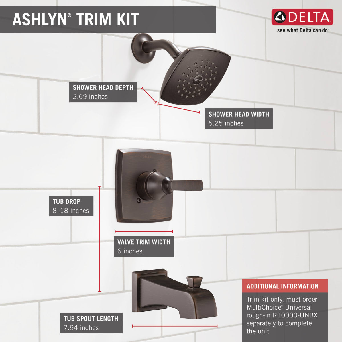 DELTA FAUCET Delta T14464-RB Monitor 14 Series Tub & Shower Trim
