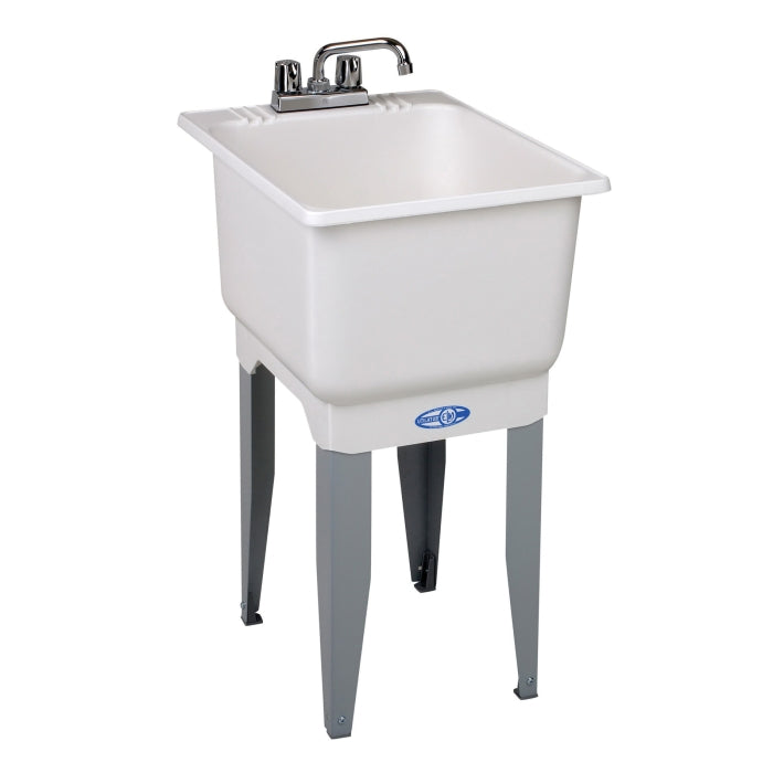 MUSTEE Mustee 12C Utilatub Polypropylene Single-Bowl Floor Laundry Tub Combo Kit