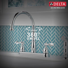 DELTA FAUCET Delta Faucet 21996LF Windemere Two Handle Kitchen Faucet with Side Spray in Chrome
