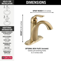 DELTA FAUCET Delta Faucet 538-CZMPU-DST Lahara Single Handle Bathroom Sink Faucet
