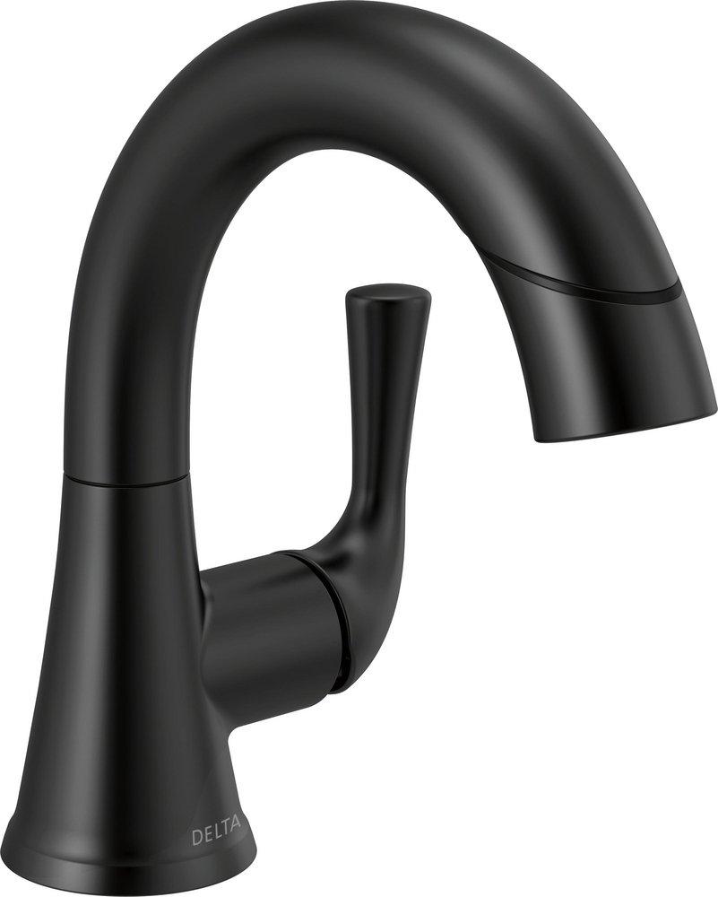 DELTA FAUCET Delta 533LF-BLPDMPU Kayra Single Handle Pull-Down Bathroom Faucet 1.2 GPM Matte Black