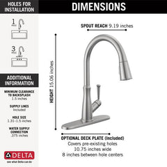 DELTA FAUCET Delta Faucet 9110-AR-DST Single Handle Pull-Down Kitchen Faucet 1.8 gpm Flow Rate