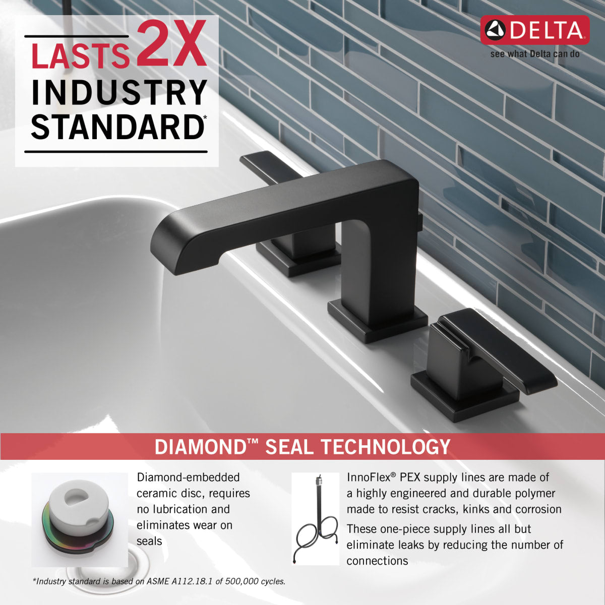 DELTA FAUCET Delta 3567-BLMPU-DST Ara: Two Handle Widespread Bathroom Faucet in Matte Black