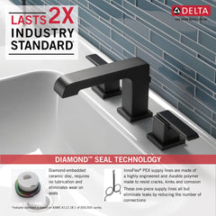 DELTA FAUCET Delta 3567-BLMPU-DST Ara: Two Handle Widespread Bathroom Faucet in Matte Black