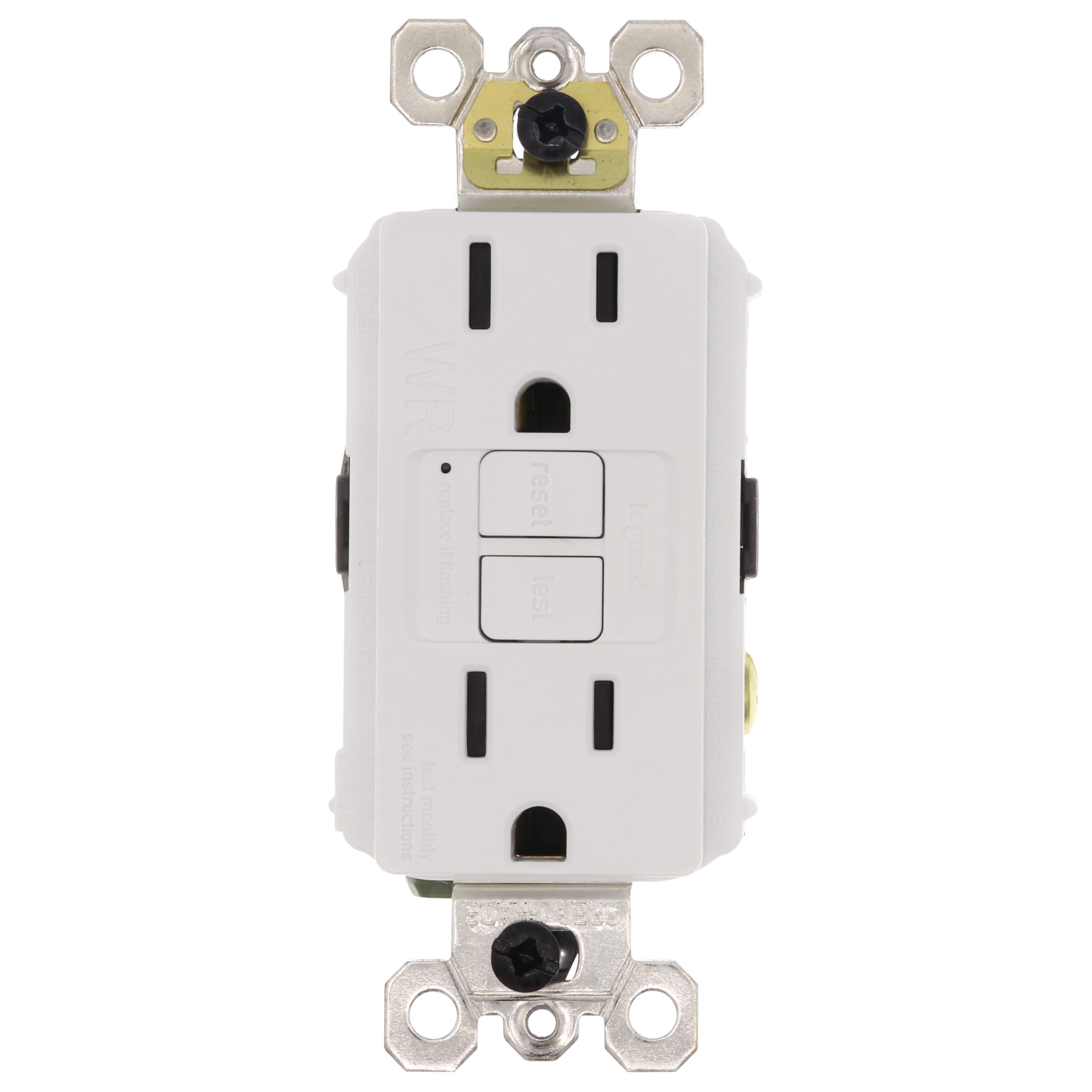 LEGRAND Pass & Seymour 1597-TRWRW Duplex GFCI Receptacle 15A 125V