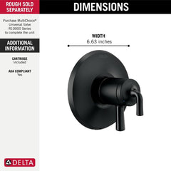 DELTA FAUCET Delta T17033-BL Kayra Shower Valve Trim Matte Black