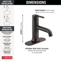 DELTA FAUCET Delta 559LF-RBMPU Trinsic Single Handle Lavatory Faucet with Pop-Up Drain