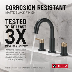 DELTA FAUCET Delta Faucet 35749LF-GZPD Nicoli Two Handle Widespread Pull-Down Bathroom Faucet in Matte Black / Champagne Bronze
