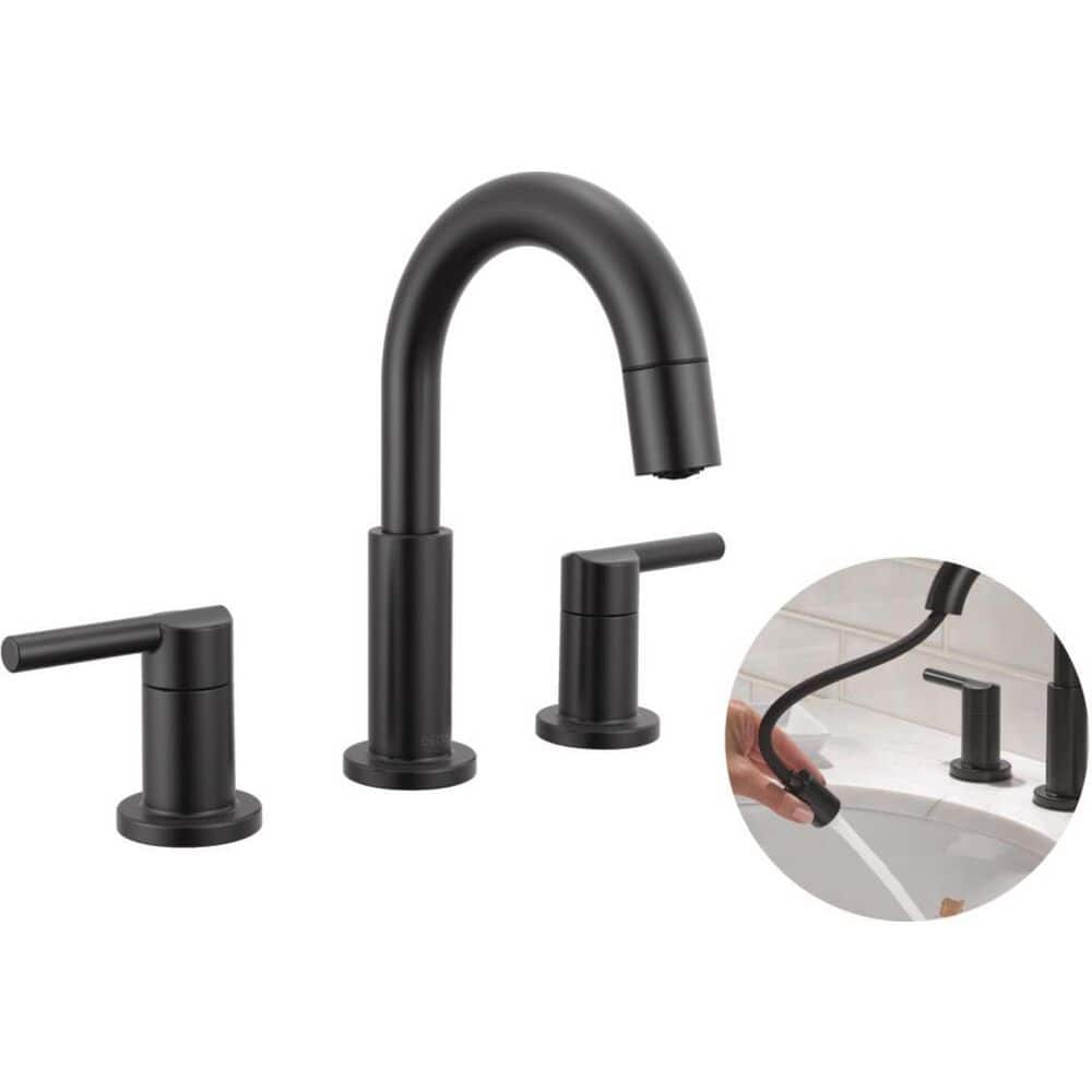 DELTA FAUCET Delta Faucet 35749LF-GZPD Nicoli Two Handle Widespread Pull-Down Bathroom Faucet in Matte Black / Champagne Bronze