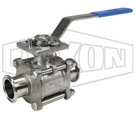 DIXON VALVE & COUPLING Dixon BV2CV-200CC-A BV2 3-Piece 2-Way Encapsulated Ball Valve 2 in Clamp