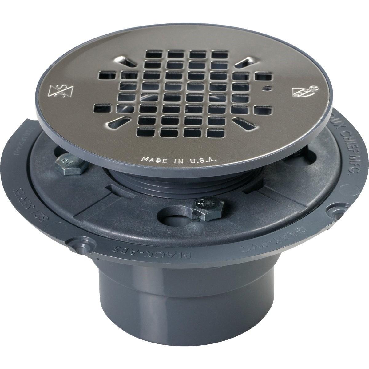SIOUX CHIEF Sioux Chief 821-2PPK Shower Drain 2 In. PVC with 4-1/4 In. Stainless Steel Snap-In Strainer