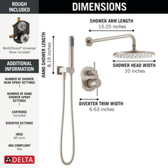 DELTA FAUCET Delta 342702-SP Monitor 14 Series Shower with Raincan, Hand Shower & Rough Valve 1.75GPM