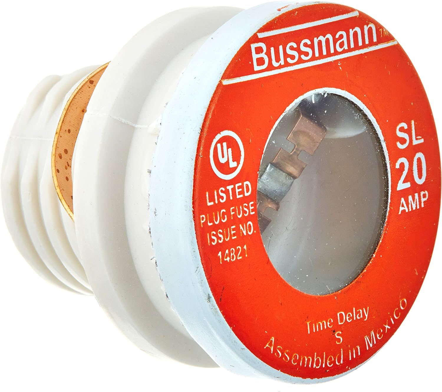 EATON Bussmann SL-20 20 Amp Time Delay Loaded Link Rejection Base Plug Fuse, 125V UL Listed, 4-Pack