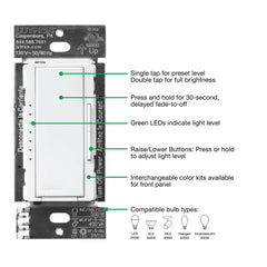 LUTRON Lutron MA-PRO-LA Maestro Single Pole, 3-Way, Multi-Location CFL/ELV/LED/MLV Dimmer, 500 Watts, Almond