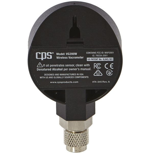 CPS PRODUCTS CPS Products VG200W Wireless Digital Vacuum Gauge, +/- 10% of Reading Accuracy, 1/4 in Female SAE Connection