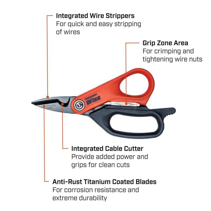 CRESCENT Crescent CW5T Electrician's Data Shears 6 in