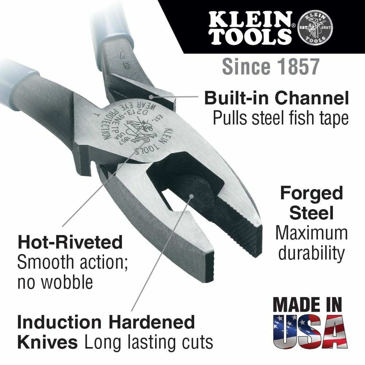 KLEIN TOOLS Klein Tools J2000-9NETP Lineman’s Pliers Fish Tape Pulling 9-Inch