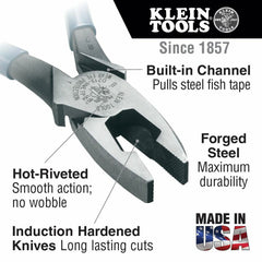 KLEIN TOOLS Klein Tools J2000-9NETP Lineman’s Pliers Fish Tape Pulling 9-Inch
