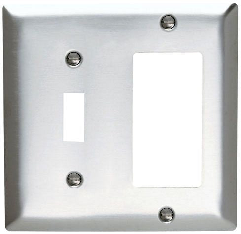 LEGRAND Pass & Seymour SS126 Faceplate SS 2 Gang SS Light Switch & Motion Sensor