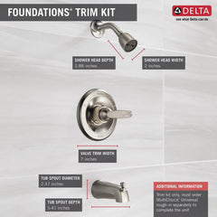 DELTA FAUCET Delta Faucet BT13410-SS Foundations One Handle Single Function Bathtub & Shower Faucet in Brilliance Stainless (Trim Only)