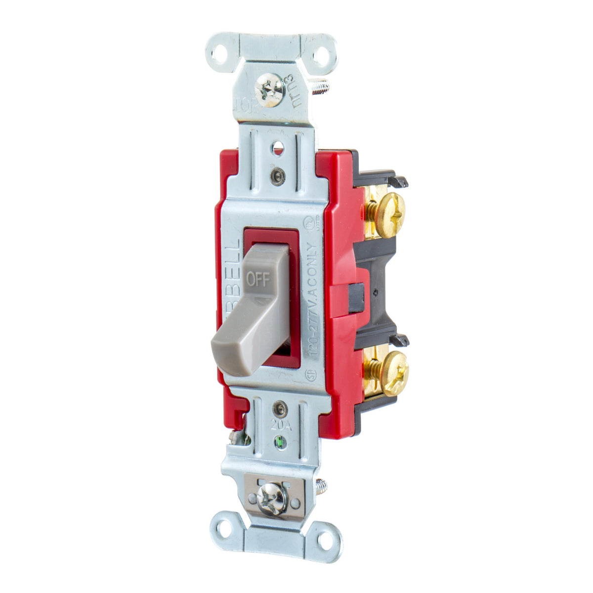 HUBBELL Hubbell 1221GY Hubbell-PRO Single Pole Toggle Switch, 20A 120/277V, Gray