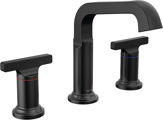 DELTA FAUCET DELTA 35587-BL-DST Tetra Bathroom Faucet 3 Hole, 8 Inch Widespread