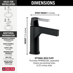 DELTA FAUCET Delta Faucet 574-CSMPU-DST Zura Single Handle Monoblock Bathroom Sink Faucet in Chrome with Matte Black