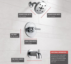 DELTA FAUCET Delta Faucet T14459 Trinsic One Handle Single Function Bathtub & Shower Faucet in Chrome (Trim Only)