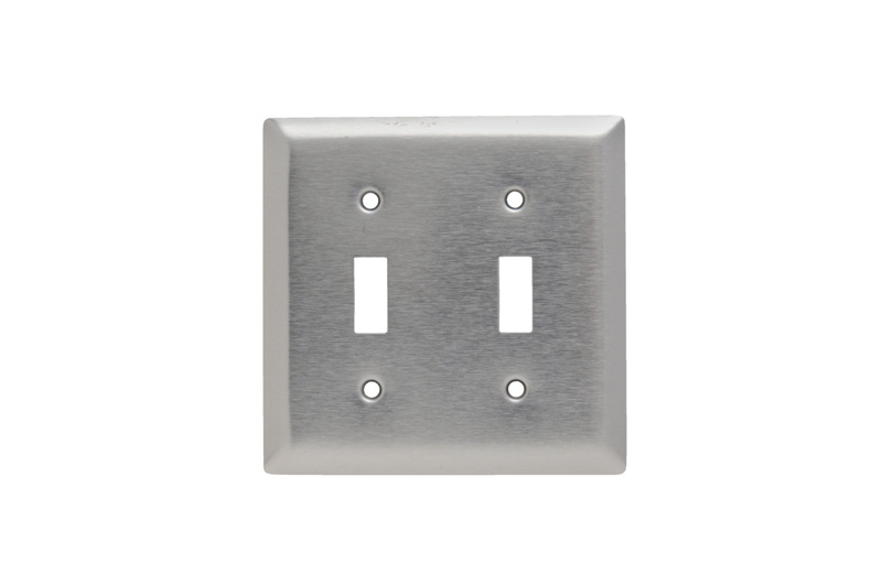 LEGRAND Pass & Seymour SL2 Smooth Metal Wall Plate, 2Gang Toggle, 430 Stainless Steel