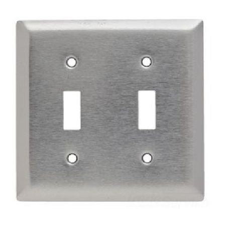 LEGRAND Pass & Seymour SL2 Smooth Metal Wall Plate, 2Gang Toggle, 430 Stainless Steel