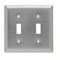 LEGRAND Pass & Seymour SL2 Smooth Metal Wall Plate, 2Gang Toggle, 430 Stainless Steel