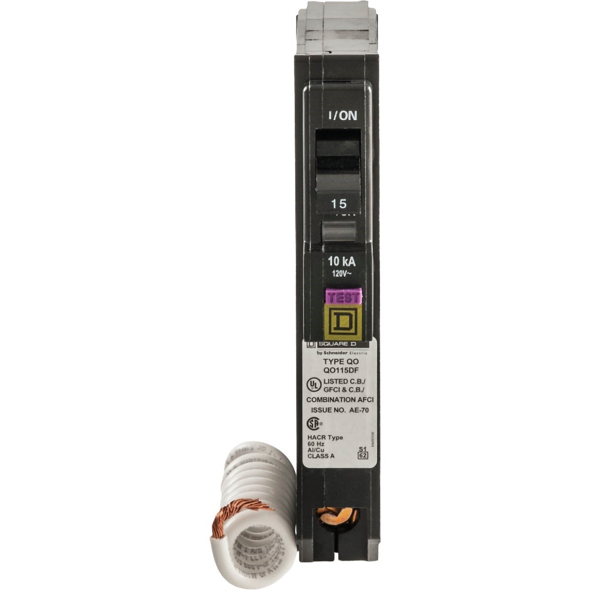 SCHNEIDER ELECTRIC Square D QO115DFC QO 15A Single-Pole CAFCI Dual Function Circuit Breaker