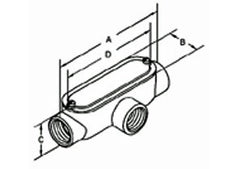 BRIDGEPORT FITTINGS Bridgeport T-44CG Rigid and IMC Conduit Body, Aluminum, Size 1 1/4 Inch